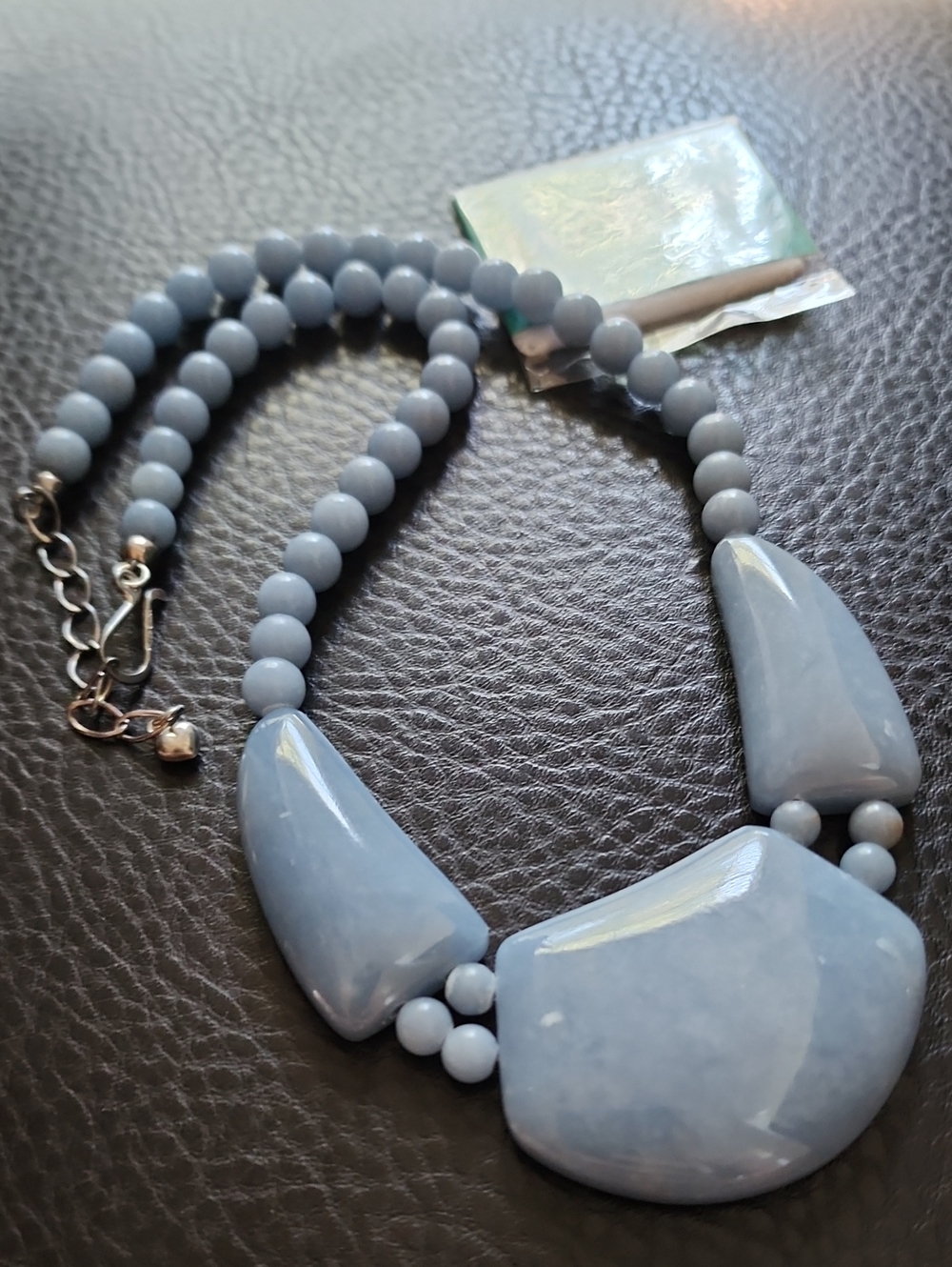 Jay King Light Blue Anhydrite & Sterling Statement Necklace